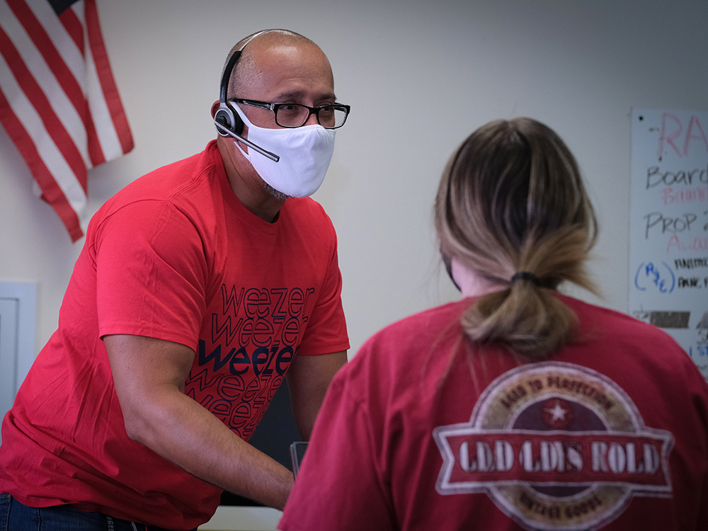 Juan Garavito, who teaches 12th grade English at Maricopa High, said he found it challenging to get comfortable being in front of a camera. [Kyle Norby]