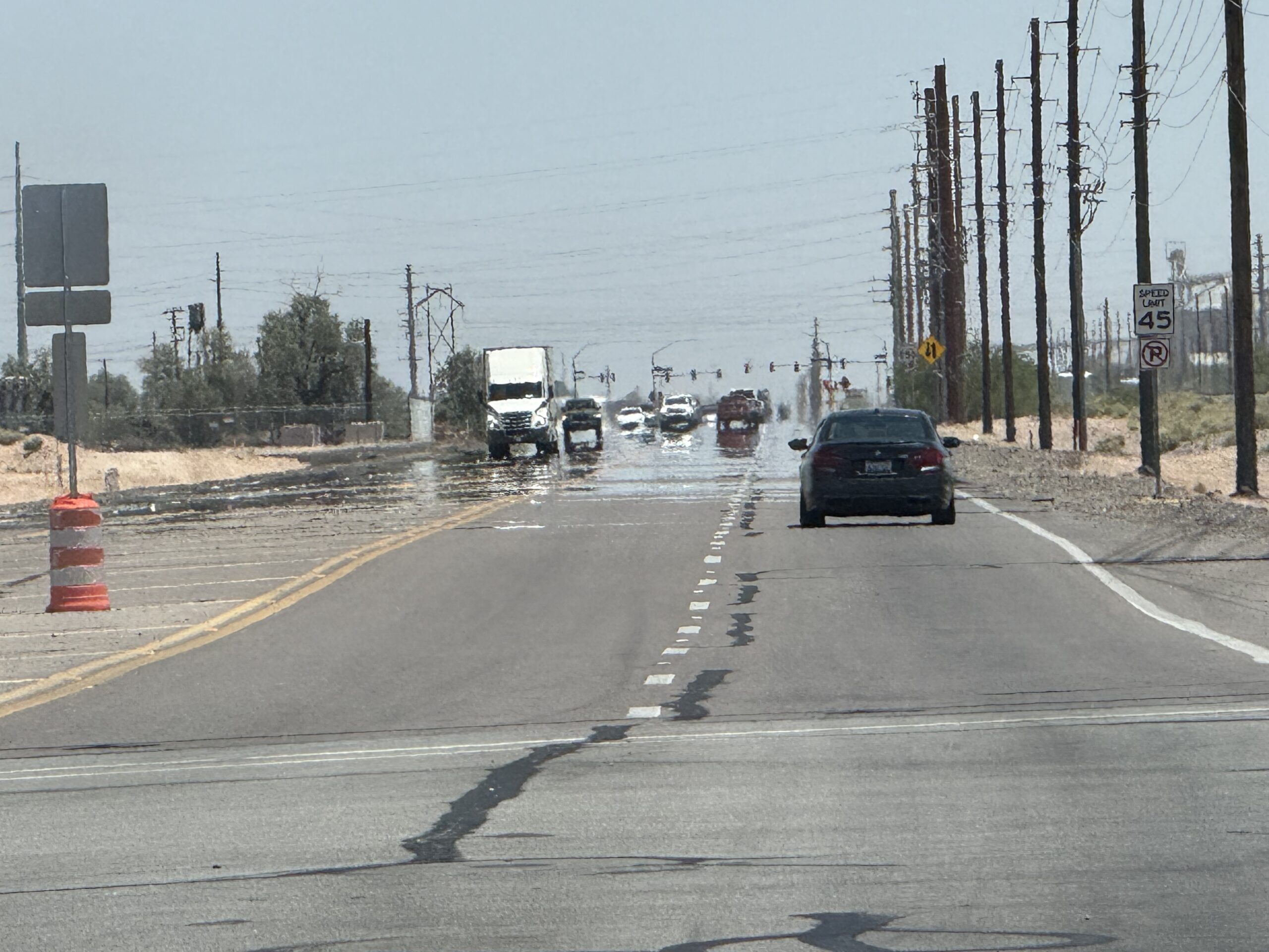 Radiating heat on White and Parker Road. June 13, 2025. [David Iversen]
