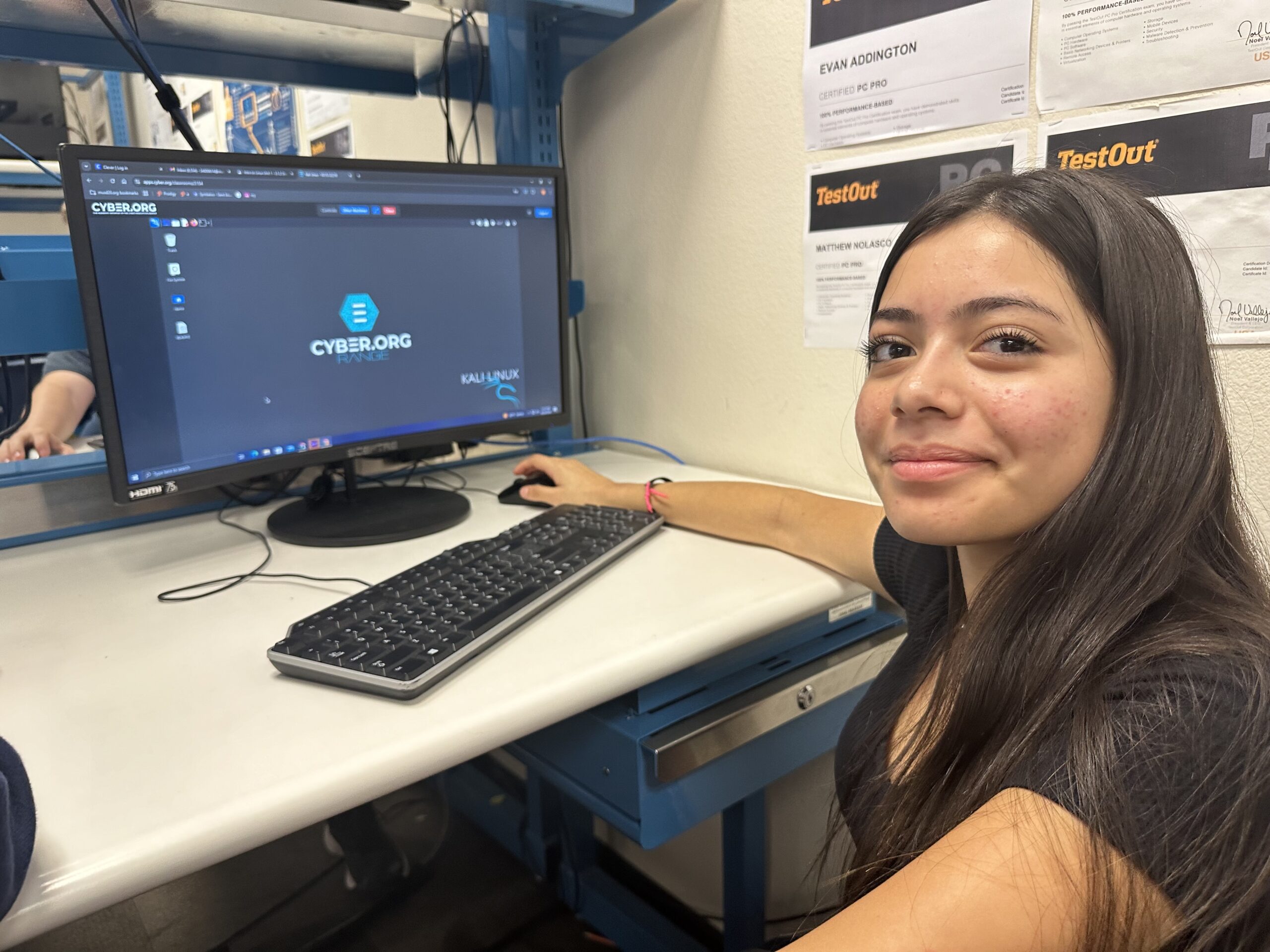 Daniella Villegas, an MHS sophomore, is the only girl technician in 24PinTech. [Jeff Chew]