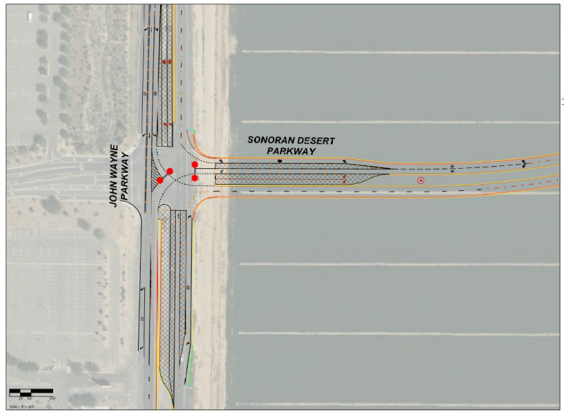 Maricopa will start work on this alternative traffic solution Monday at the intersection of John Wayne Parkway and the Sonoran Desert Parkway.[City of Maricopa]