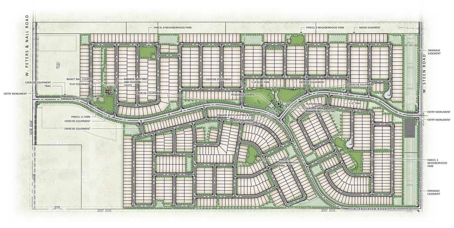 A screenshot of Hartman Trails' preliminary landscape plan. The subdivision estimates having more than 1,000 lots spread across its 308 acres. [City of Maricopa]