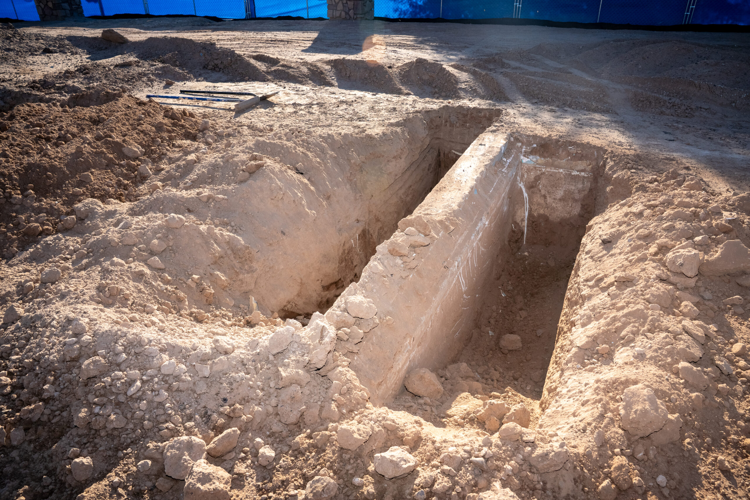 Remnants of Maricopa’s original 1958 public pool unearthed during construction at Heritage Park, Sept. 23. 2025. [David Iversen]