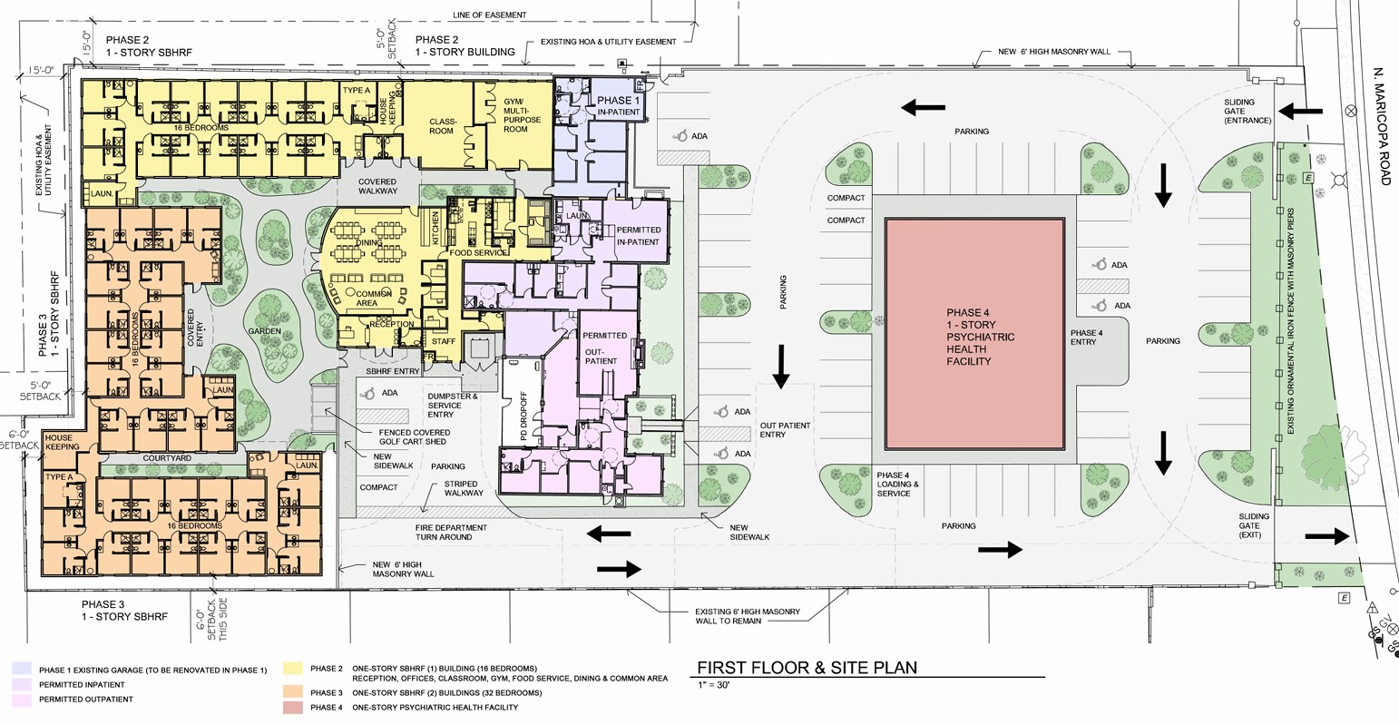 A screenshot from a preliminary floor and site plan for New Dawn Behavioral Health at 18860 N. Maricopa Road. [City of Maricopa]