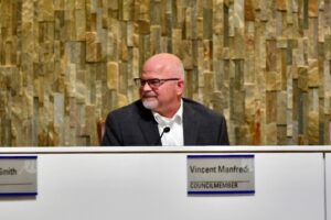 Councilmember Vincent Manfredi listens during Tuesday night’s meeting on Dec. 2, 2025, moments before he is unanimously nominated and elected to serve as Maricopa’s 2026 vice mayor. [Monica D. Spencer]