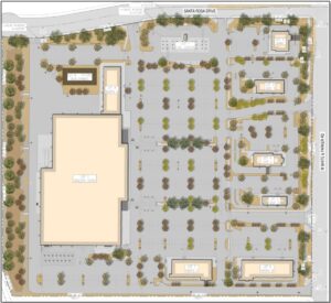 A preliminary site plan provides an updated look at the proposed San Travasa Commercial Center on Farrell and White-and-Parker Roads. [Barclay Group]