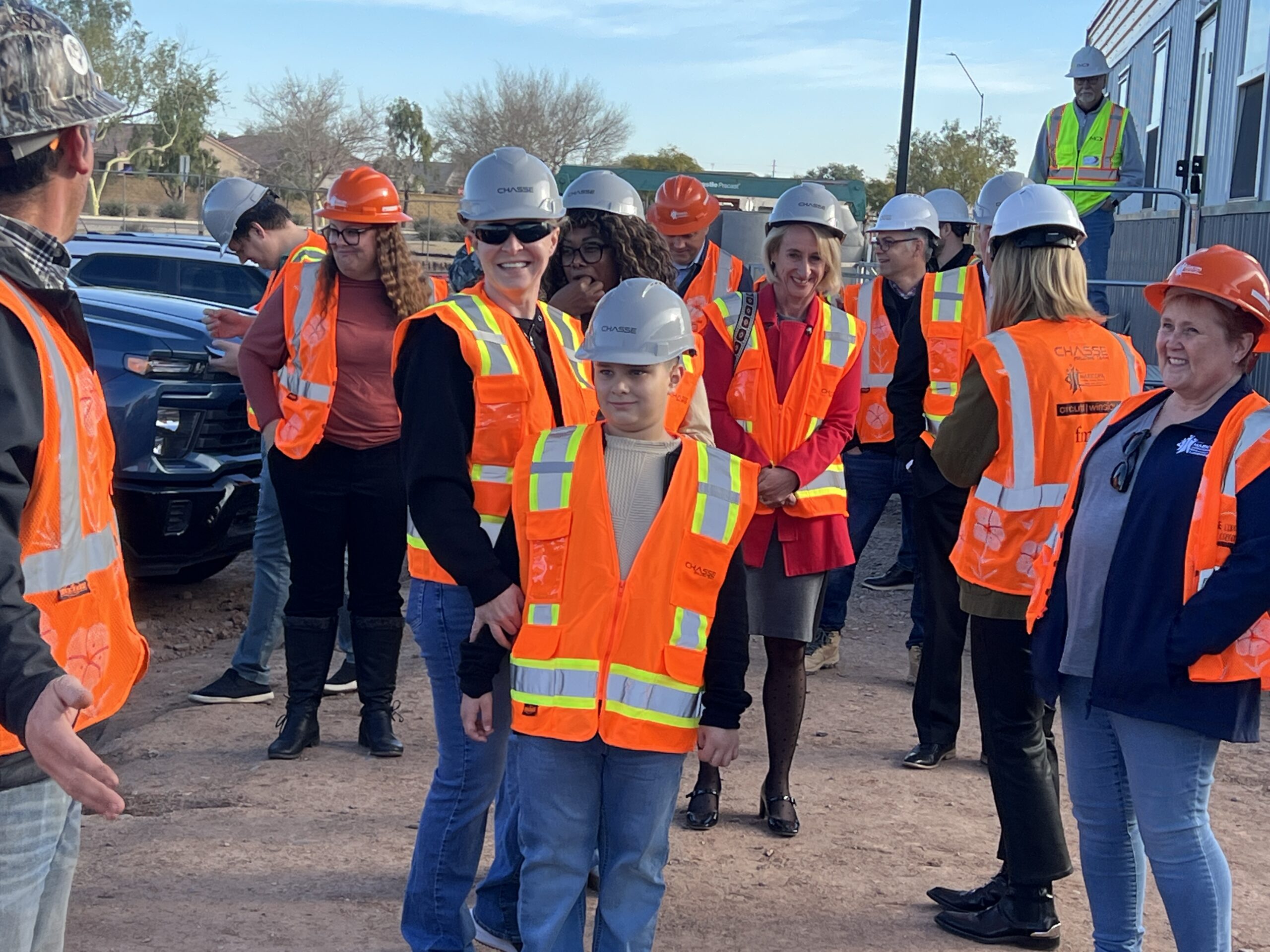 Tour group preparing to enter the campus