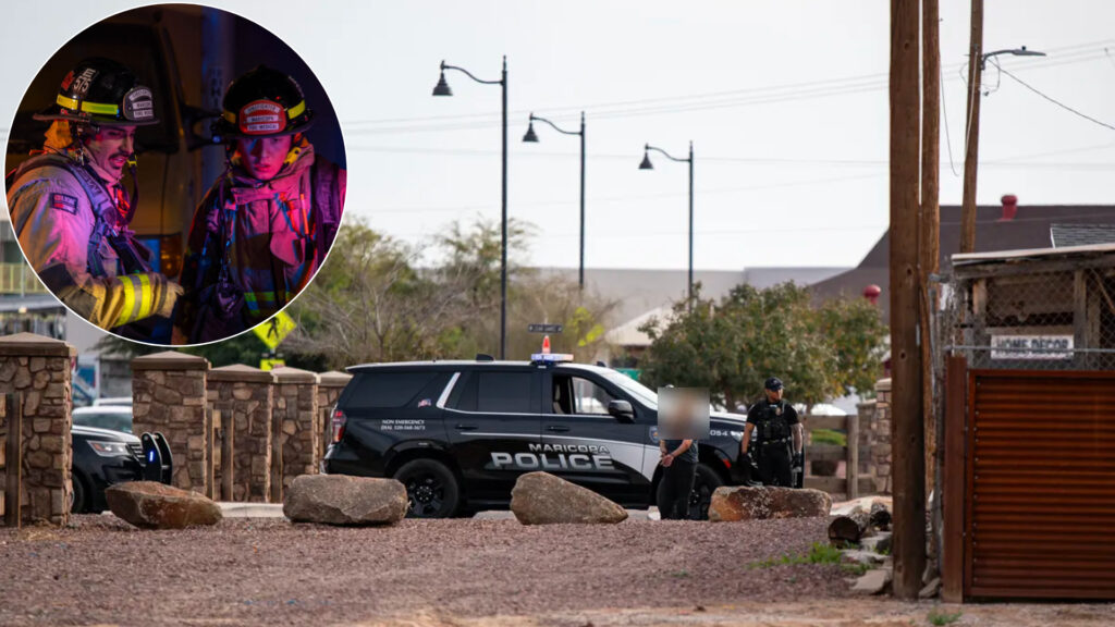 File photo of Maricopa police officers arresting a woman, shown here in an unrelated case. In this case, police charged a woman with child abuse March 22 after a dispute involving a request for photos with firefighters. [Monica D. Spencer]