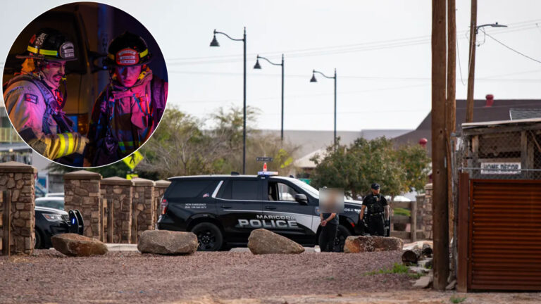 File photo of Maricopa police officers arresting a woman, shown here in an unrelated case. In this case, police charged a woman with child abuse March 22 after a dispute involving a request for photos with firefighters. [Monica D. Spencer]