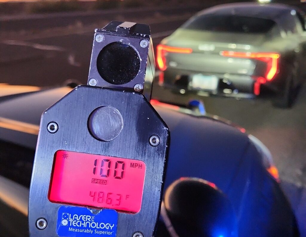 A DPS trooper recorded a driver traveling 100 mph on State Route 347 on March 20, the third triple-digit speeding arrest on the highway in March. [Arizona Department of Public Safety]