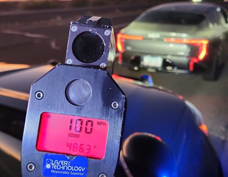 A DPS trooper recorded a driver traveling 100 mph on State Route 347 on March 20, the third triple-digit speeding arrest on the highway in March. [Arizona Department of Public Safety]