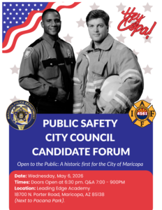 A flyer for the Public Safety City Council Candidate Forum. [Submitted]