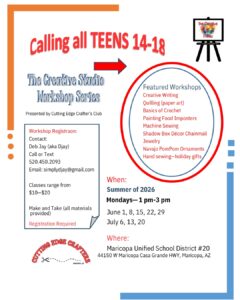 A flyer promoting Cutting Edge Crafters' summer workshops. [Submitted]