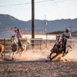 RJ Ruiz and Elvenee Dees practice roping at their Hidden Valley home on May 9, 2026. [Monica D. Spencer]