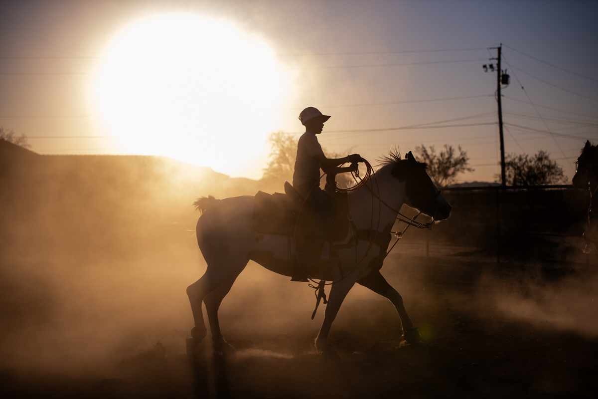 RJ Ruiz, 10, rides his horse during roping practicing on May 9, 2026. [Monica D. Spencer]