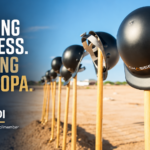 Black construction helmets resting on gold shovels beside the words “Growing business. Building Maricopa.” and Vincent Manfredi’s name.