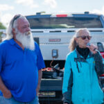 Maricopa Pantry co-founders Jim and Alice Shoaf speak to a small crowd at the food bank's groundbreaking of its permanent location in Hidden Valley on Nov. 20, 2025. [Monica D. Spencer]