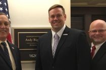 2018 meeting of Congressman Andy Biggs, former Mayor Christian Price, and Vice Mayor Vincent Manfredi during a 2018 meeting.