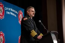 Fire Chief Brad Pitassi speaks during the department's annual awards banquet at Harrah's Ak-Chin Casino on Feb. 21, 2026. [Monica D. Spencer]