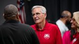 Constable Bill Griffin speaks with a constituent during a Maricopa Republican Club meeting on March 28, 2026. [Monica D. Spencer]