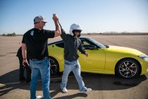 A Maricopa Unified School District student gives a high five to Nissan Senior Engineer Dusty Pierson during a Next Gen Driver Experience day at Nissan's Technical Center on April 18, 2026. [Monica D. Spencer]