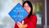 Hana Iwashita holds a decorated graduation cap in front of Maricopa High School on May 22, 2026. [Monica D. Spencer]