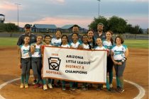 Members of Maricopa Little League girls 12U All-Star softball team celebrate their District 4 win on June 16, 2026. [Maricopa Little League]
