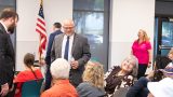 Councilmember candidate Vincent Manfredi speaks with attendees at the 2026 City Council Forum in the Maricopa Library on June 25, 2026. [Ryan Tafoya]