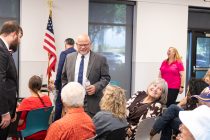 Councilmember candidate Vincent Manfredi speaks with attendees at the 2026 City Council Forum in the Maricopa Library on June 25, 2026. [Ryan Tafoya]
