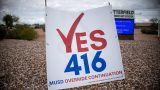 A sign advocating for Proposition 416 sits near Butterfield Elementary School on Oct. 12, 2026. [Monica D. Spencer]