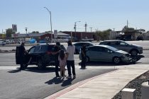 Police speak with people involved in a crash on John Wayne Parkway, just north of Honeycutt Road, on Aug. 24, 2026. [Submitted]