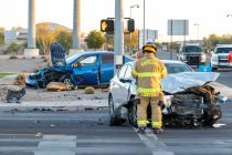 Maricopa Police direct traffic while a crash on Porter Road is cleared March. 1, 2025. [Brian Petersheim Jr.]